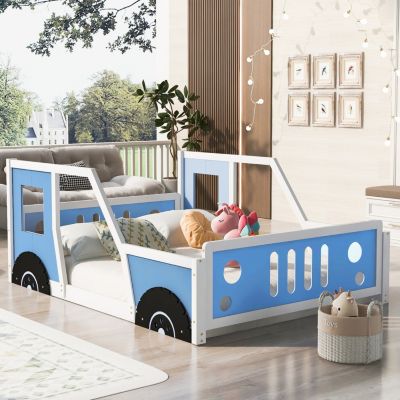 Streamdale Full Size Classic Car-Shaped Platform Bed With Wheels