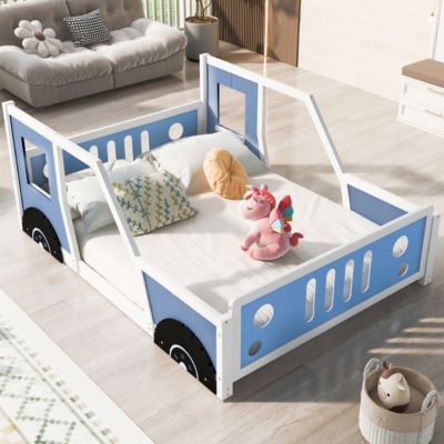 Streamdale Full Size Classic Car-Shaped Platform Bed With Wheels