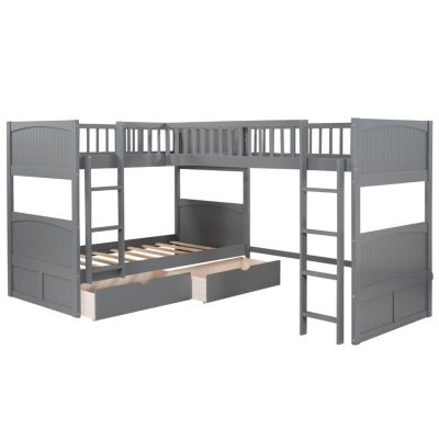 Streamdale Twin Size Bunk Bed With A Loft Bed Attached, With Two Drawers