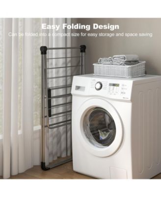 2-Tier Laundry Drying Rack Folding Cloth Rack with Aluminum Frame