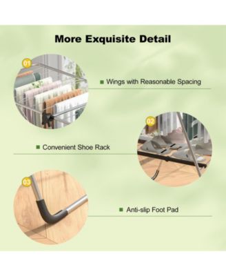 2-Tier Laundry Drying Rack Folding Cloth Rack with Aluminum Frame