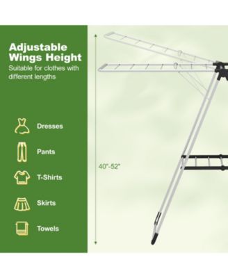 2-Tier Laundry Drying Rack Folding Cloth Rack with Aluminum Frame