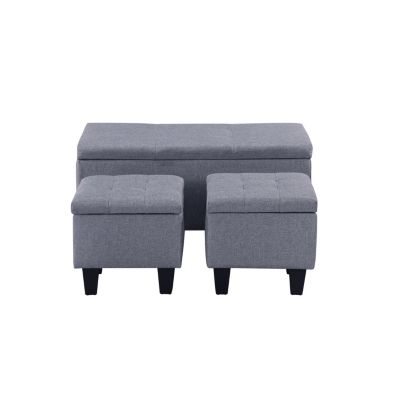 + 3-in-1 + Tufted Linen + Ottoman Bench