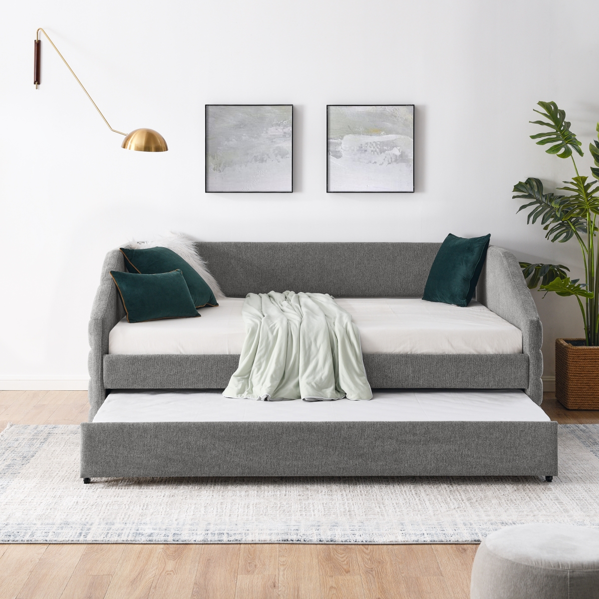 Streamdale Twin Daybed with Trundle & Tufted Headboard
