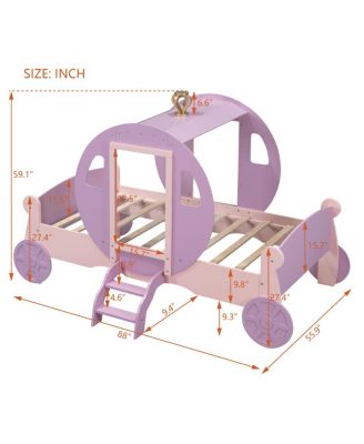 Princess Carriage Bed with Crown and Platform