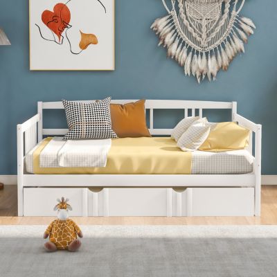Streamdale Full Size Daybed Wood Bed With Twin Size Trundle
