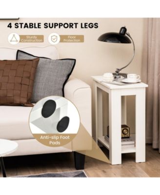 2-Tier Modern Compact End Table with Storage Shelf