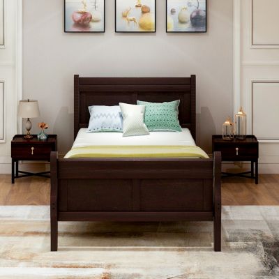 Streamdale Twin Platform Wood Sleigh Bed Frame with Headboard
