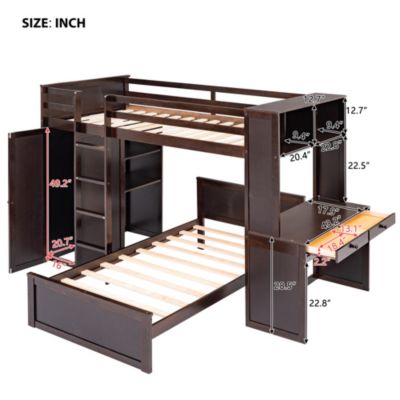 Streamdale Twin Size Loft Bed With A Stand-Alone Bed, Shelves, Desk, And Wardrobe