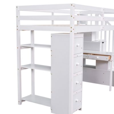 Streamdale Twin Loft Bed with Storage, Desk, and Stairs