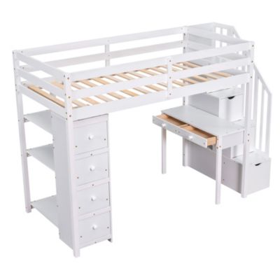 Streamdale Twin Loft Bed with Storage, Desk, and Stairs