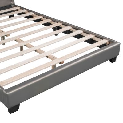 Streamdale Full Size Upholstered Leather Platform Bed With Rabbit Ornament, Pink