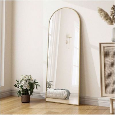 Arched Free Stand Mirror 18"x58" in Gold