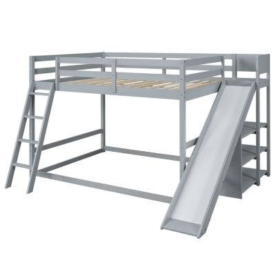 Streamdale Full Over Full Bunk Bed With Ladder, Slide And Shelves