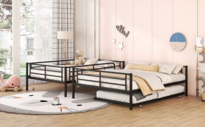Streamdale Full XL Over Queen Metal Bunk Bed With Trundle