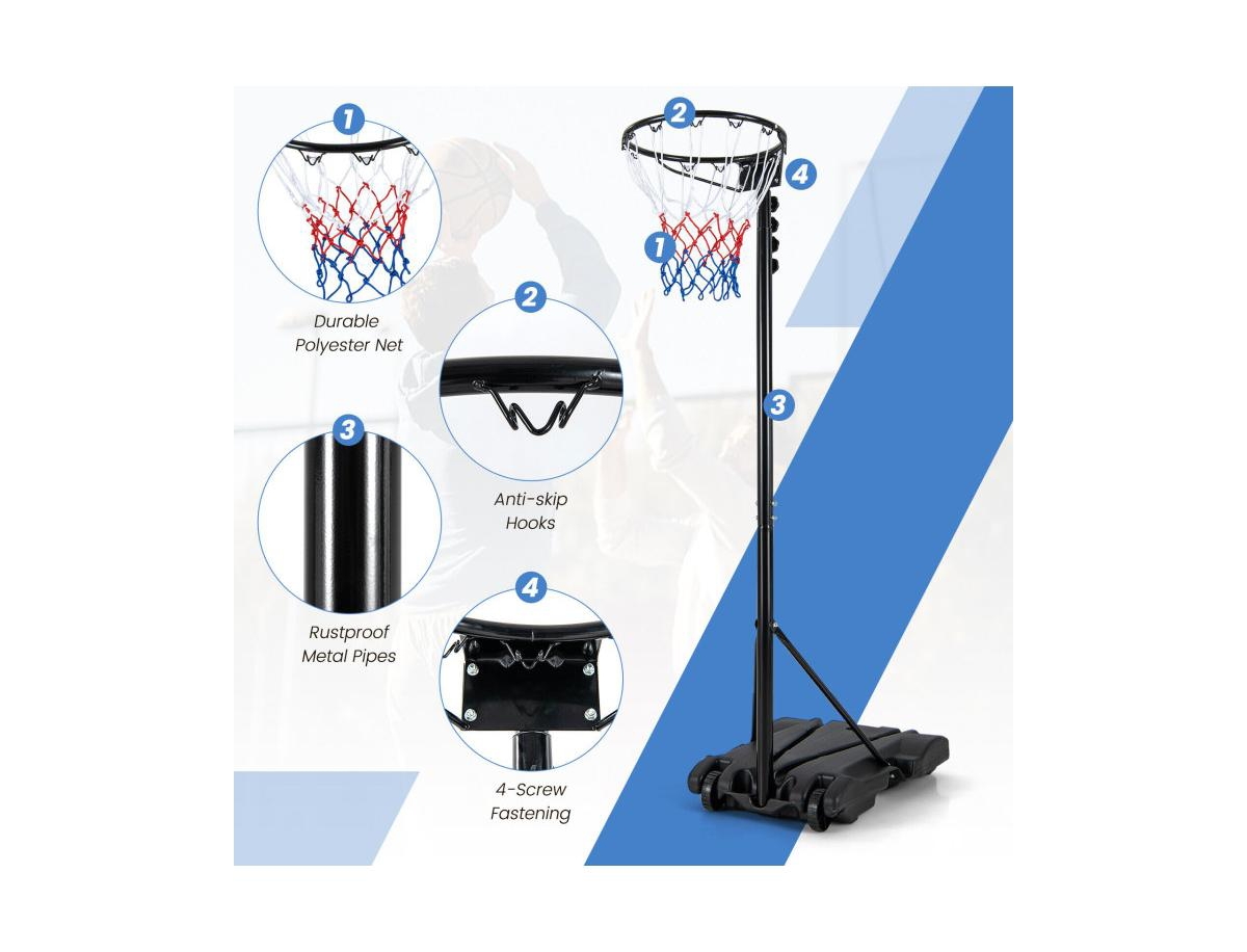 Slickblue 8.5 to 10 Ft Adjustable Portable Basketball Hoop Stand with Fillable Base and 2 Wheels