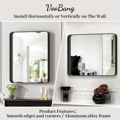 Rectangular Wall Mounted Mirror 22"x30" in Black