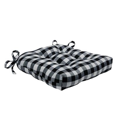 Country Living Gingham Plaid Checkered Farmhouse Chair Cushion Pads, 8-Piece Set