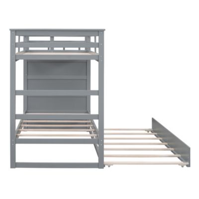 Streamdale Twin Over Twin Bunk Bed With Trundle And Staircase, White