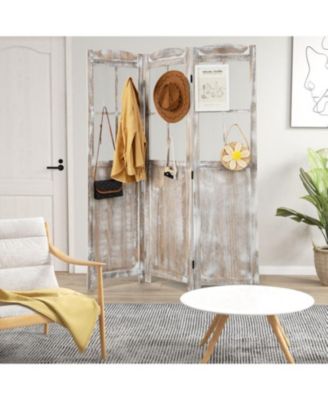 6 Feet Folding Privacy Screen-Coffee