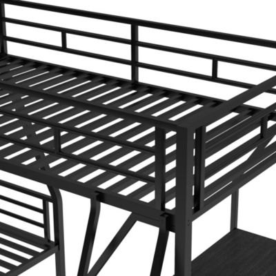 Twin Loft Bunk Bed with Desk and Metal Frame