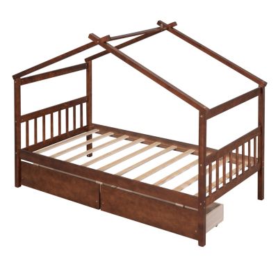 Streamdale Twin Size Wooden House Bed With Drawers