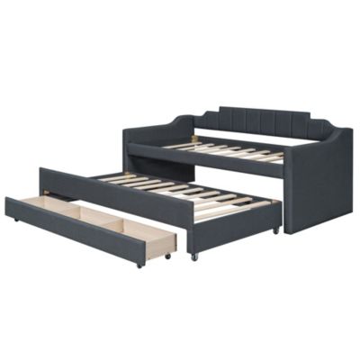 Streamdale Twin Size Upholstered Daybed With Trundle And Three Drawers