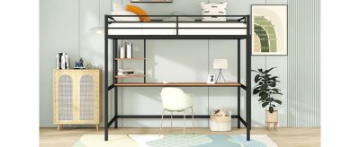 Streamdale Full Metal Loft Bed With Desk And Shelves