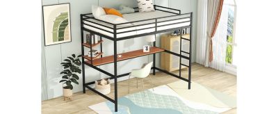 Streamdale Full Metal Loft Bed With Desk And Shelves