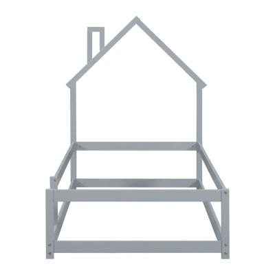 Streamdale Twin-Size Wood Floor Bed with House Headboard and Fences