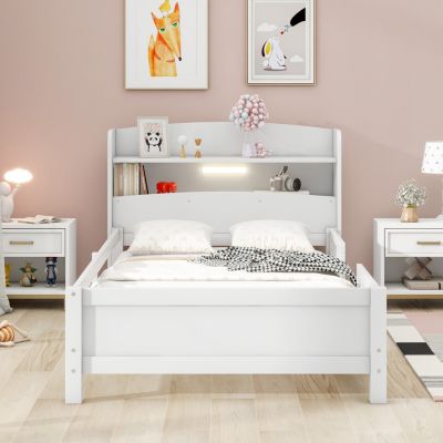 Streamdale Twin Platform Bed with Headboard Storage and LED Lights