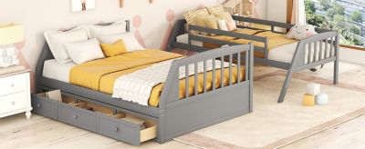 Streamdale Twin-Over-Full Bunk Bed With Drawers, Ladder And Storage Staircase