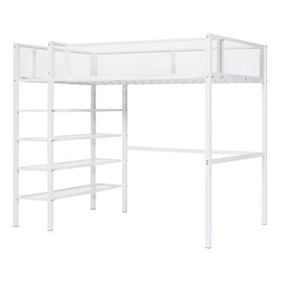 Streamdale Twin Size Metal Loft Bed With 4Tier Shelves And Storage, White