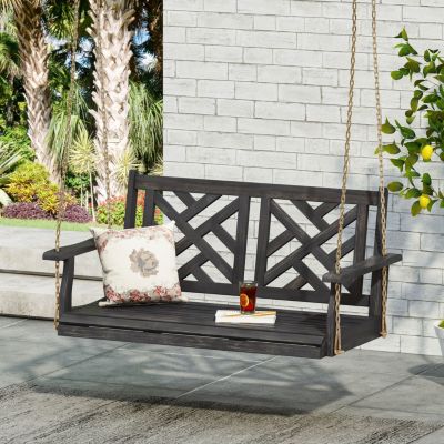 Streamdale Acacia Wood Porch Swing with Classic Slatted Seating