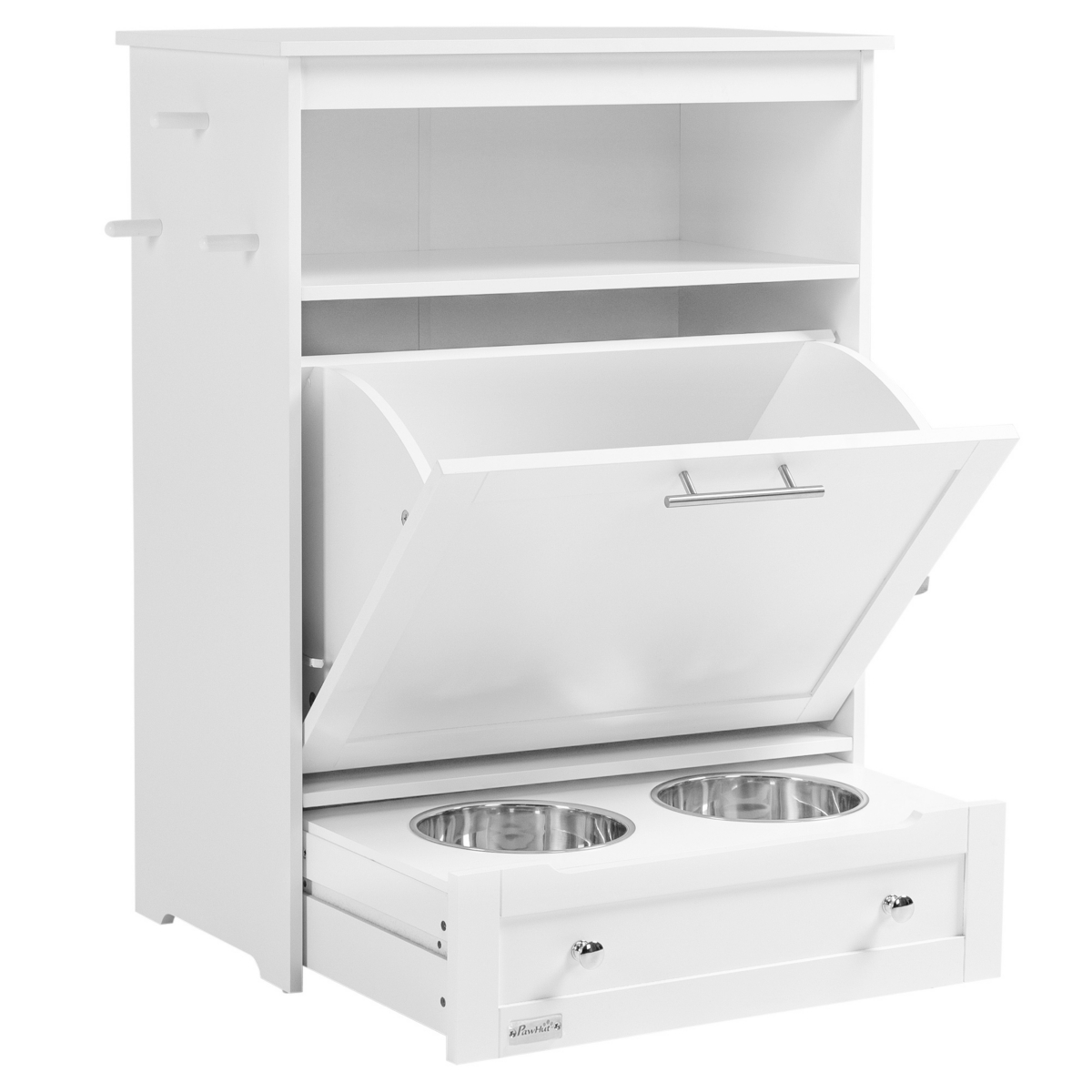 Multi-Purpose Pet Feeder Station Home, Office, or Bedroom Storage - White