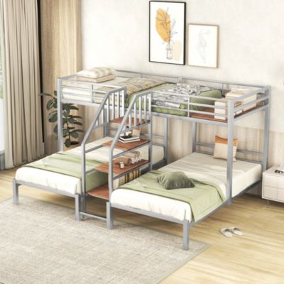 Streamdale Triple Bunk Bed w/ Staircase & Storage