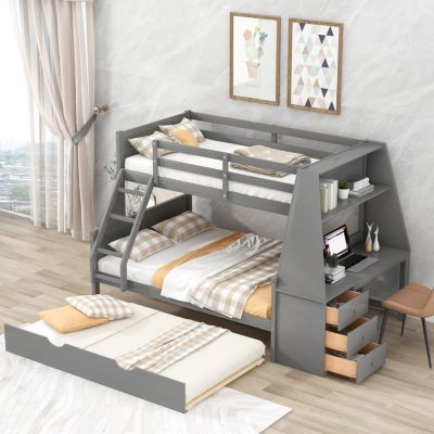 Streamdale 3-in-1 Bunk Bed with Desk, Trundle & Storage