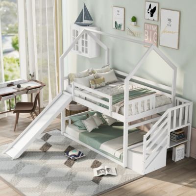 Streamdale Twin Convertible Bunk Bed with Slide and Staircase