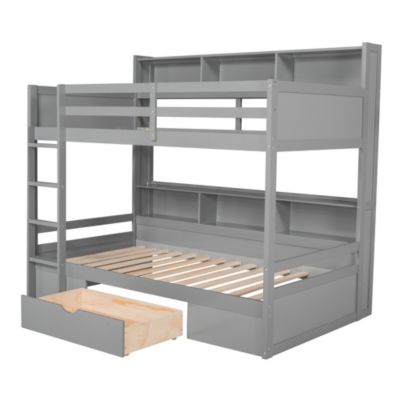 Streamdale Twin Bunk Bed with Shelves and Drawer