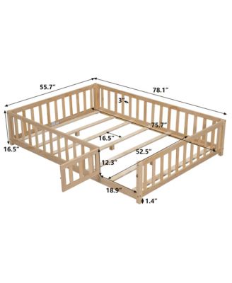 Montessori Floor Bed with Fence and Door for Kids