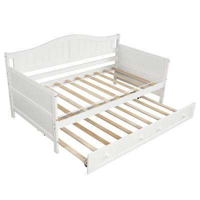 Twin Wooden Daybed With Trundle Bed, Sofa Bed For Bedroom Living Room