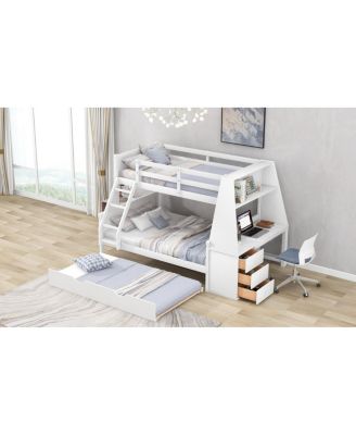 3-in-1 Bunk Bed with Desk, Trundle & Storage