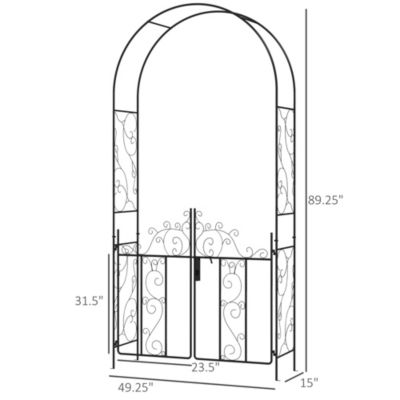 Elegant Metal Garden Arch with Gate for Gardening and Events