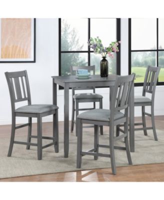 Elegant 5-Piece Solid Wood Counter Height Dining Table and Chair Set