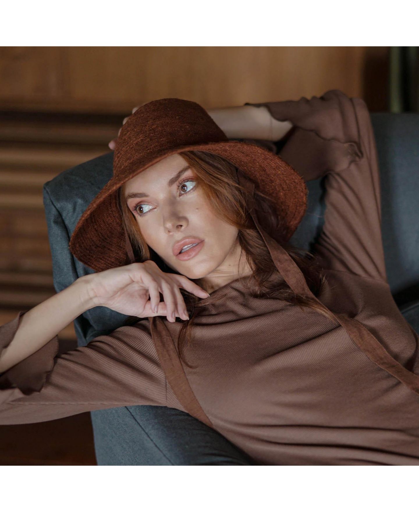 Женский головной убор Brunna.co Meg Jute Straw Hat In Burnt Sienna, цвет: Сиена ржавый / Медный — фото 3