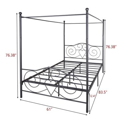 Streamdale Metal Canopy Bed Frame with Vintage Headboard