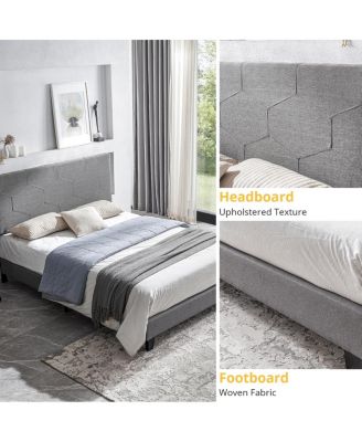 Streamdale Queen Platform Bed Frame, Wood Slat, Grey, Easy Assembly