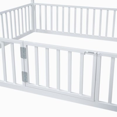 Streamdale Twin Size Metal House Bed With Fence And Door