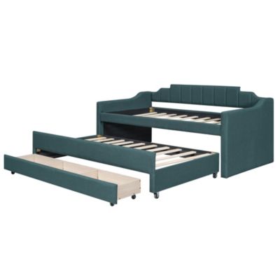 Twin Size Upholstered Daybed with Trundle and Three Drawers &acirc;€“ Daybed