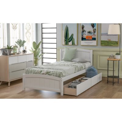 Twin Size Platform Bed With Two Drawers
